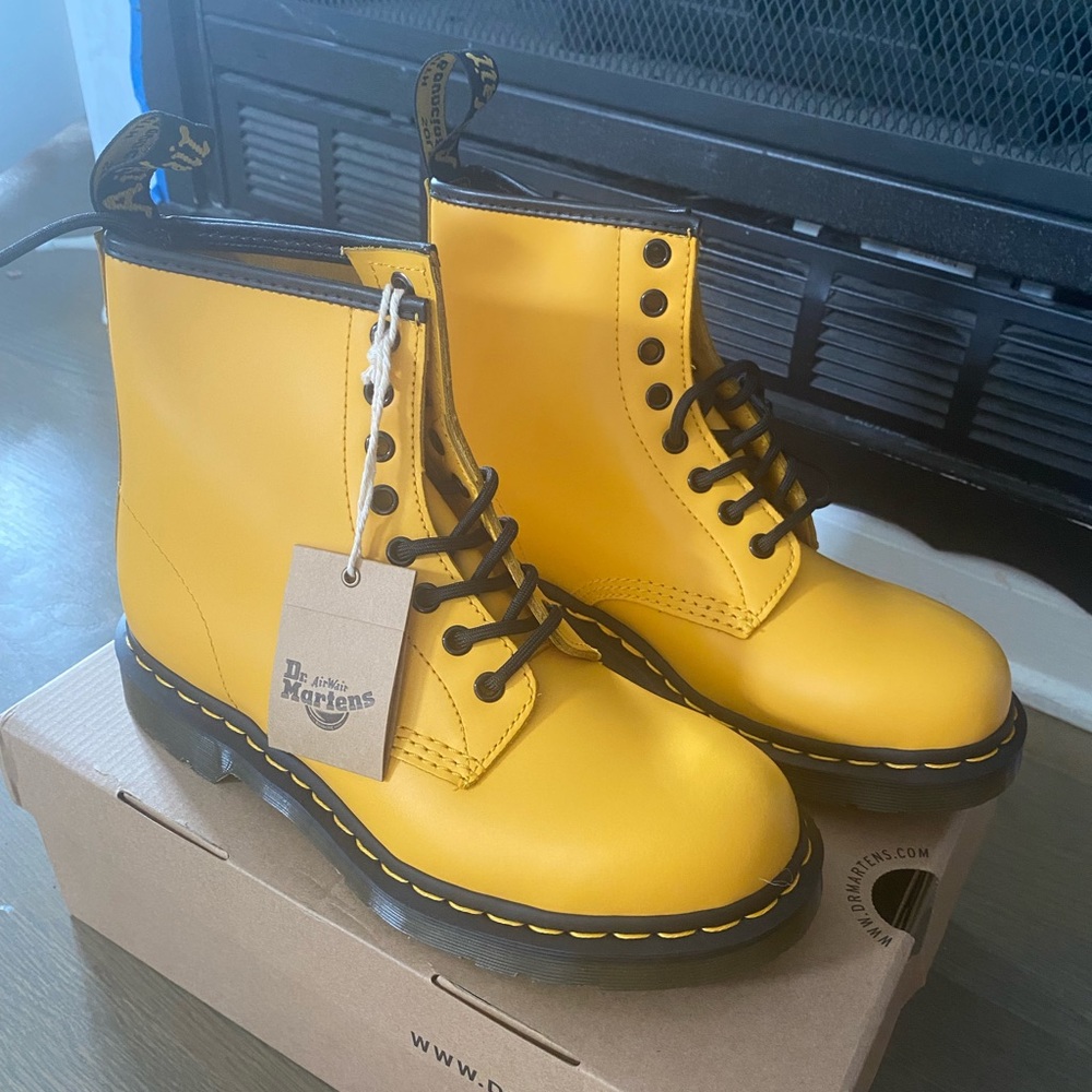 DR. MARTENS 1460 Lace Up Boot  Yellow Smooth